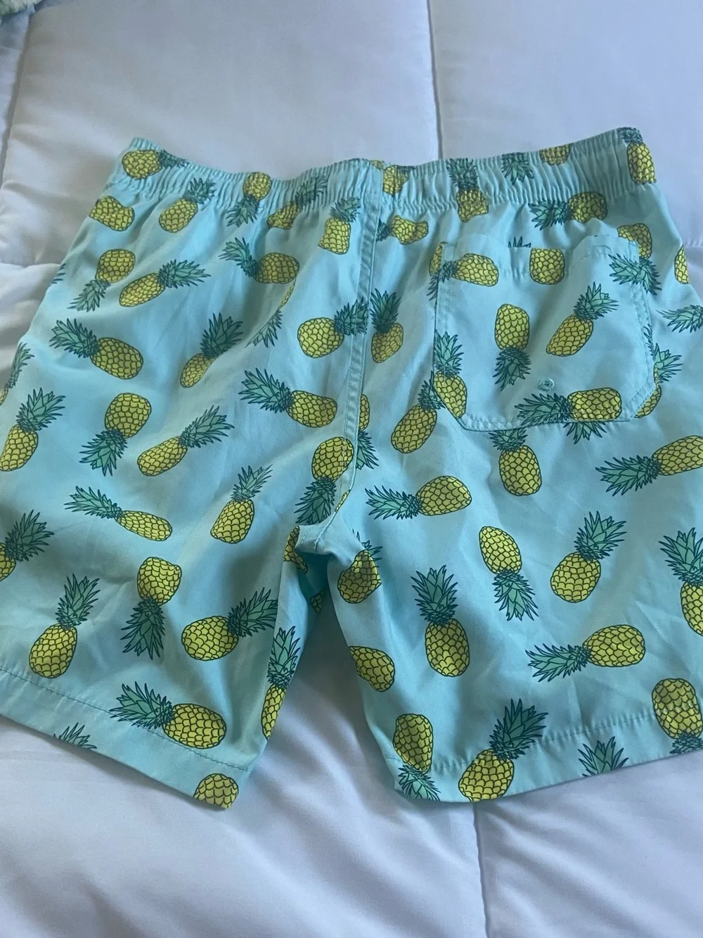 Arnhem Aqua Swim Shorts with Yellow Pineapple Print